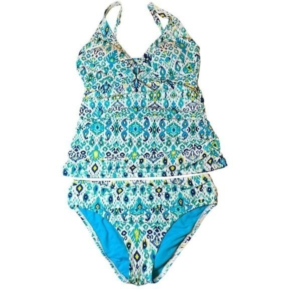 TOMMY BAHAMA Ikat 2 Piece Tankini Adj Strap Bikini Swim Bathing Suit Size Small